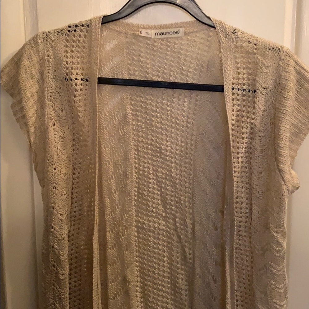 Tan cap sleeve cardigan